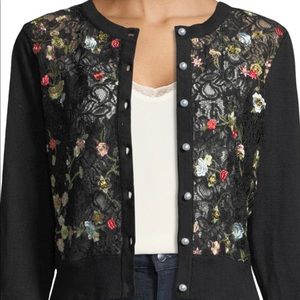 NWT Karl Lagerfeld Lace Embroidered Cardigan - L